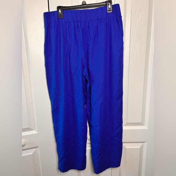 Nine West Women’s Linen Blend Royal Blue Soft Pull On Wide Leg Pants L Lined - Picture 6 of 10